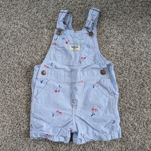 OshKosh B'gosh Light Blue Cherry Print Kids Overalls